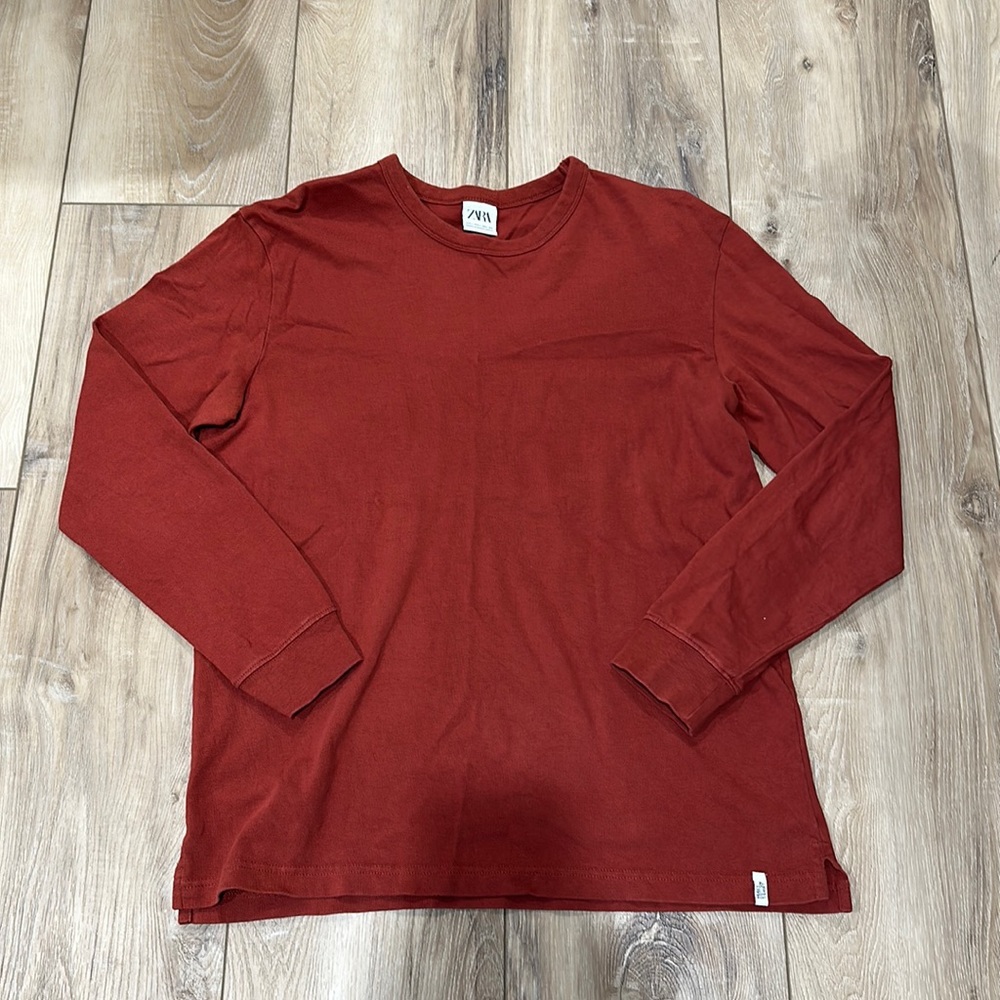 Zara Mens Heavy Cotton Long Sleeve T Shirt